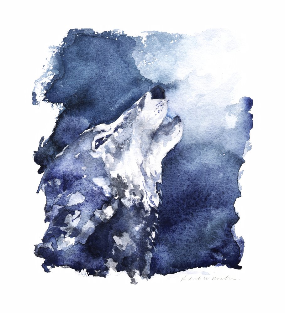Moonlit Wolf Howl by RodMacIver