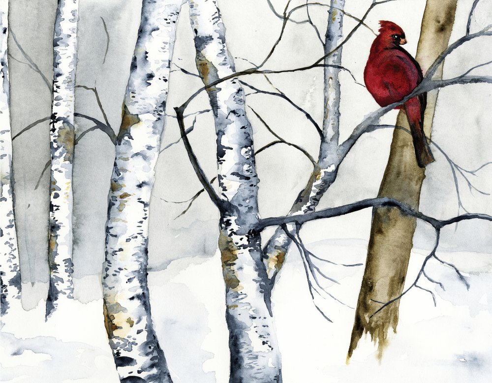 Red Cardinal Birch Forest by RodMacIver
