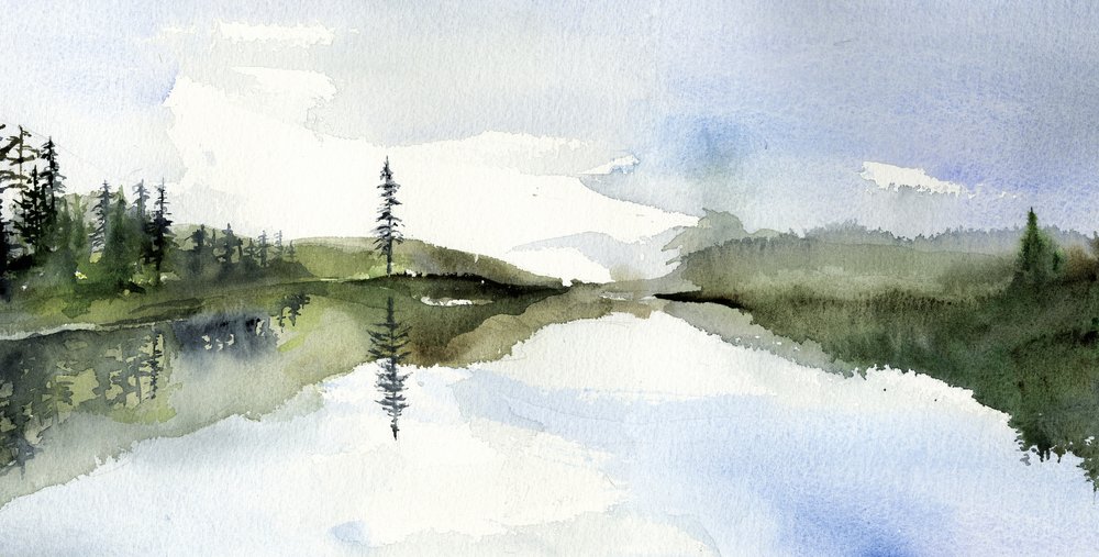 Serene Lake Reflection by RodMacIver