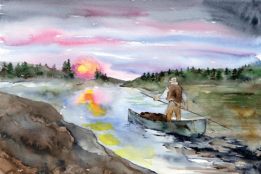 Sunset River Paddler by RodMacIver
