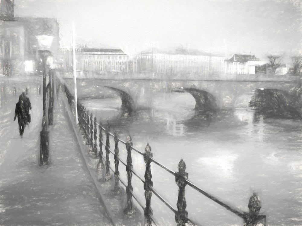 Misty City River Walk by Roland Sköldblom