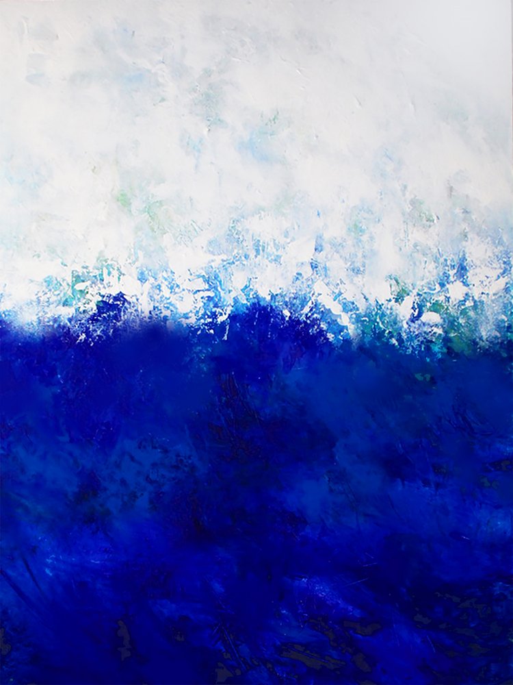 Deep Blue Wave Abstract by Ron Halfant