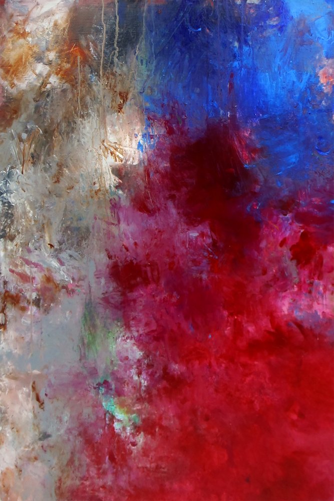 Red Blue Abstract Energy by Ron Halfant