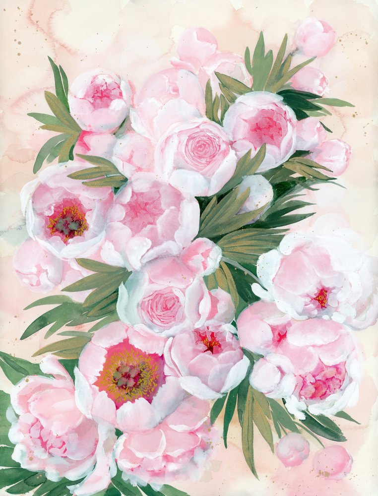 Blushing Peony Blooms by Rosana Laiz Blursbyai