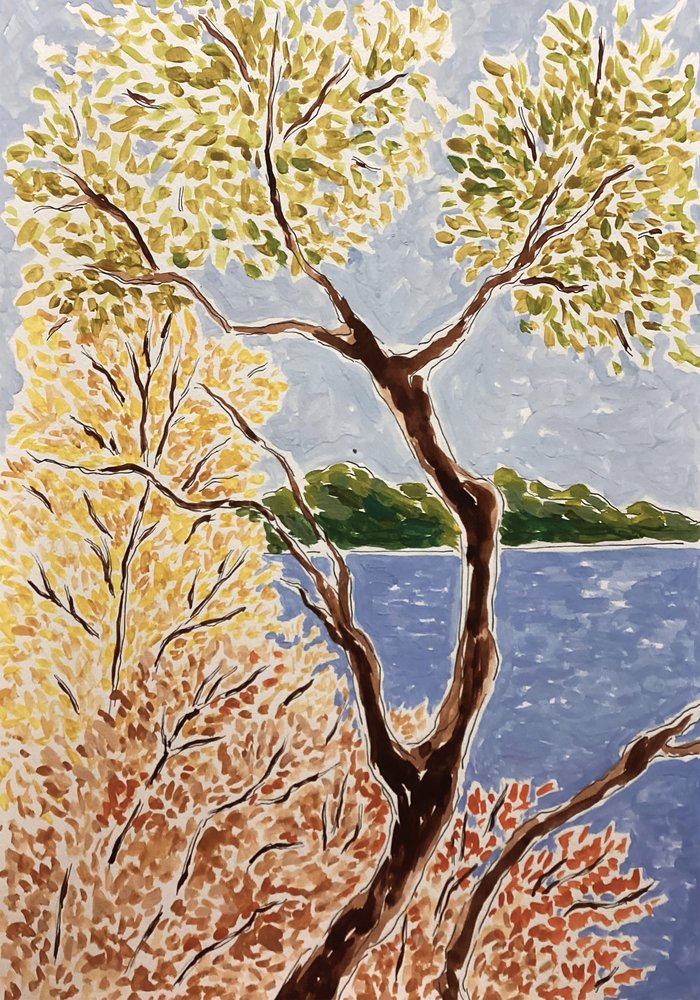 Autumn Lake Landscape by Rushati Chowdhury
