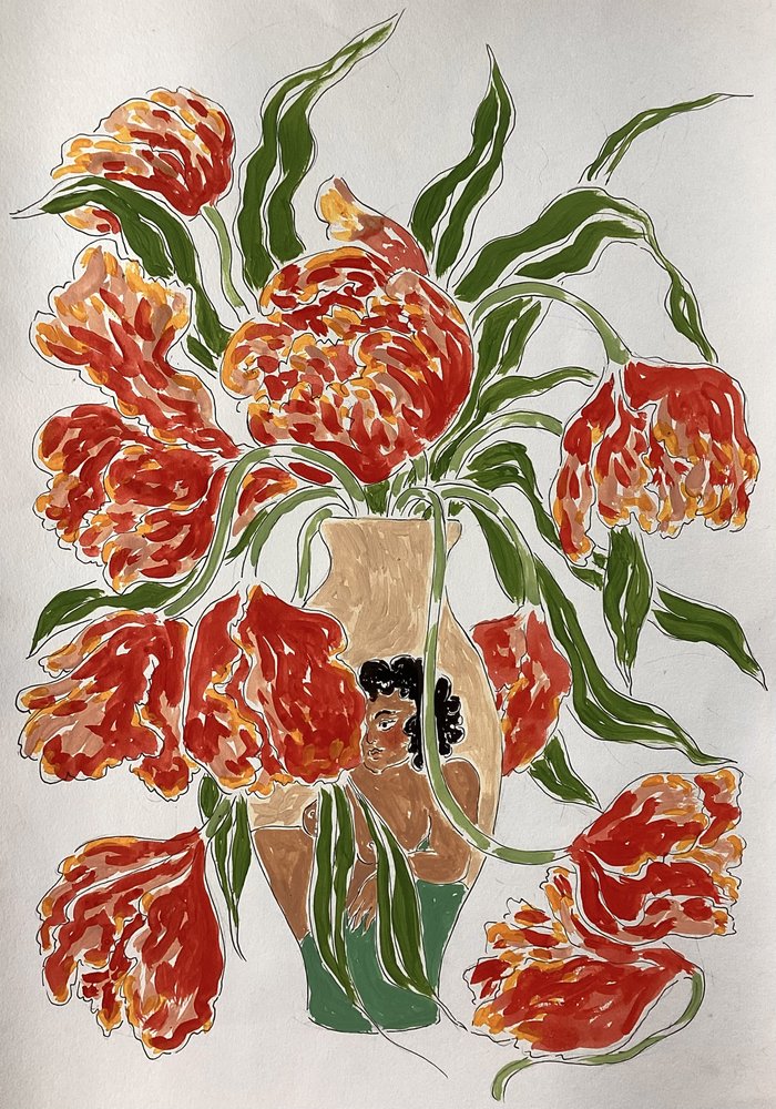 Vibrant Tulips in Vase by Rushati Chowdhury