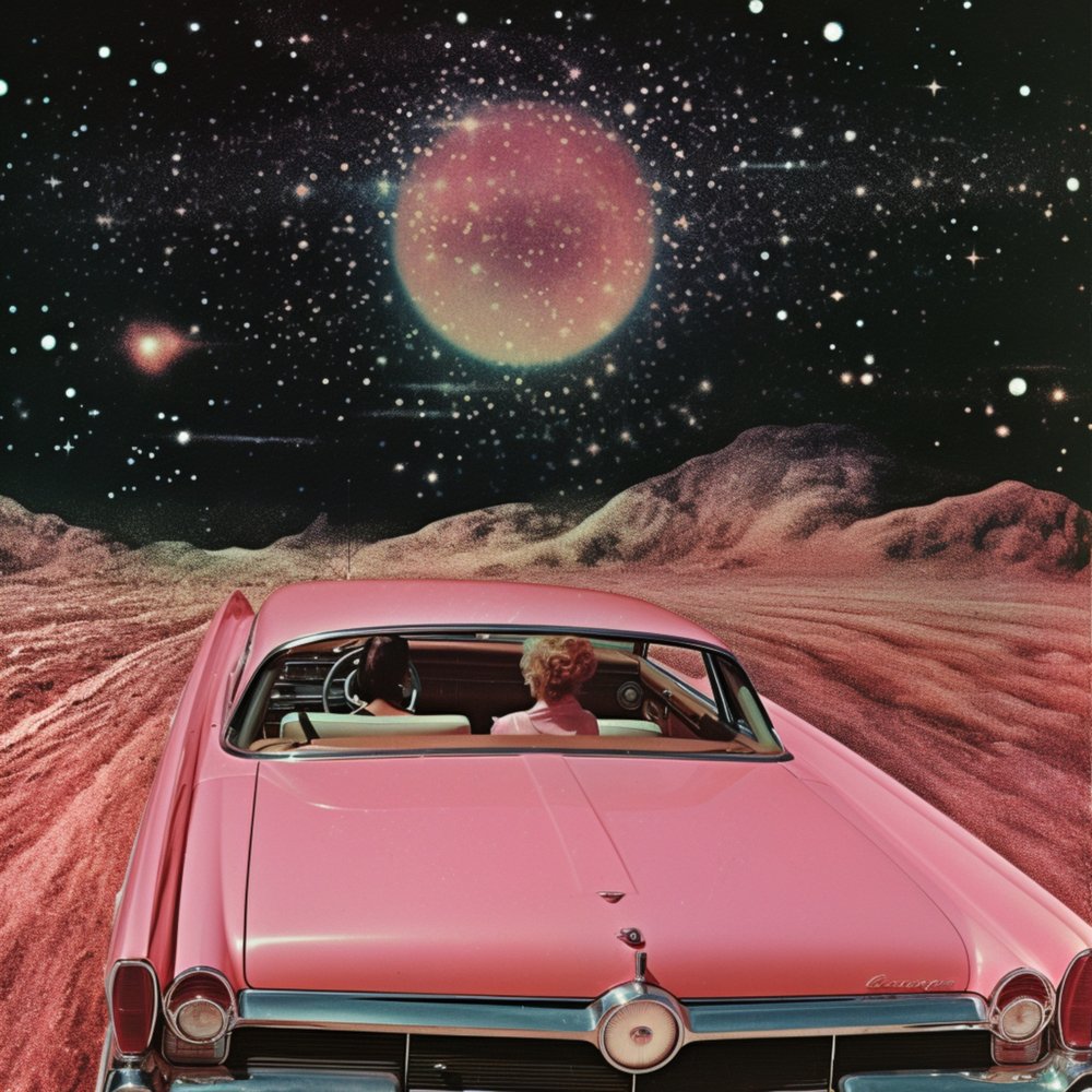 Pink Car Cosmic Drive by Samantha Hearn