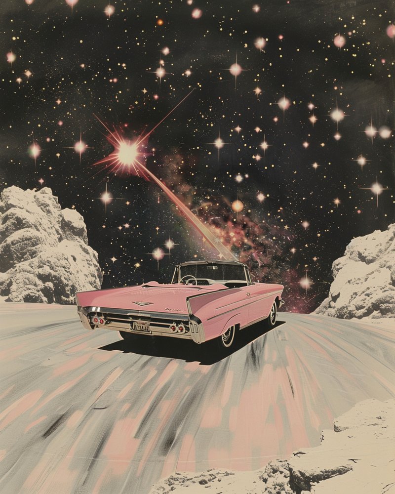 Pink Convertible Cosmic Drive by Samantha Hearn