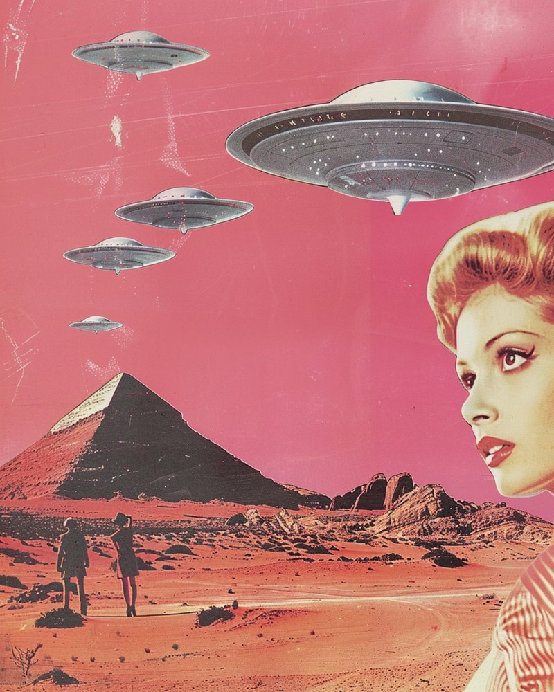 Retro UFO Invasion by Samantha Hearn
