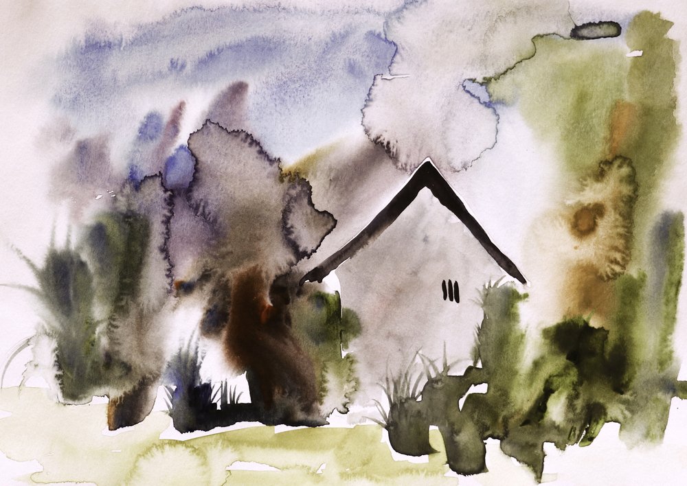 Dreamy Watercolor House by Santhosh ch