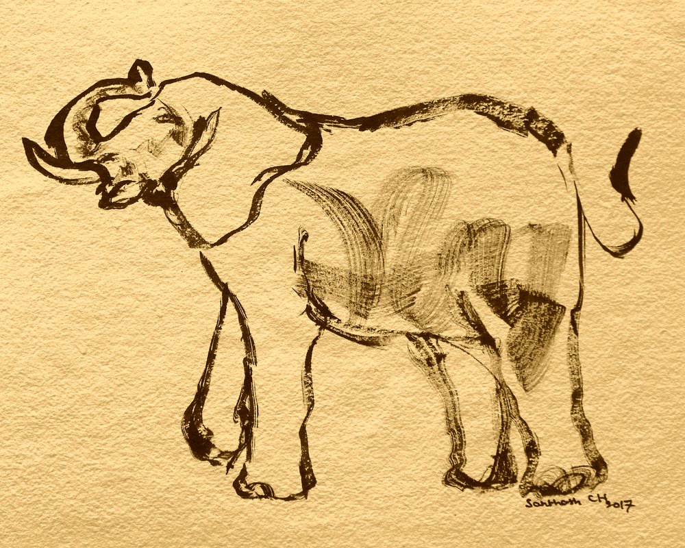 Expressive Elephant Drawing by Santhosh ch