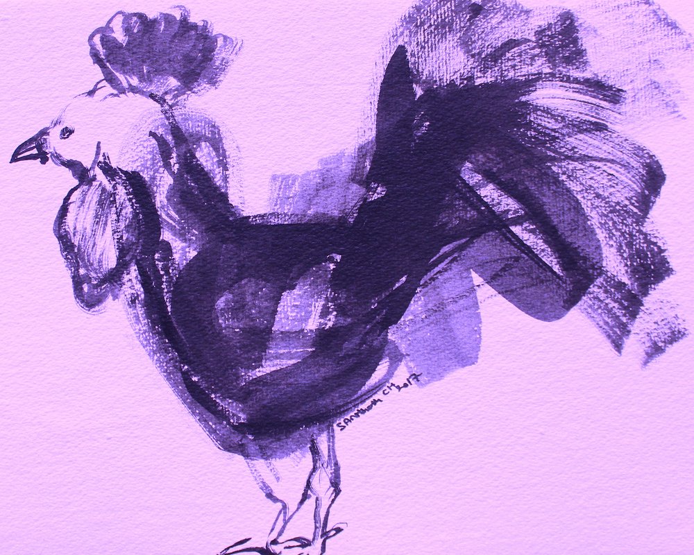 Expressive Purple Rooster by Santhosh ch