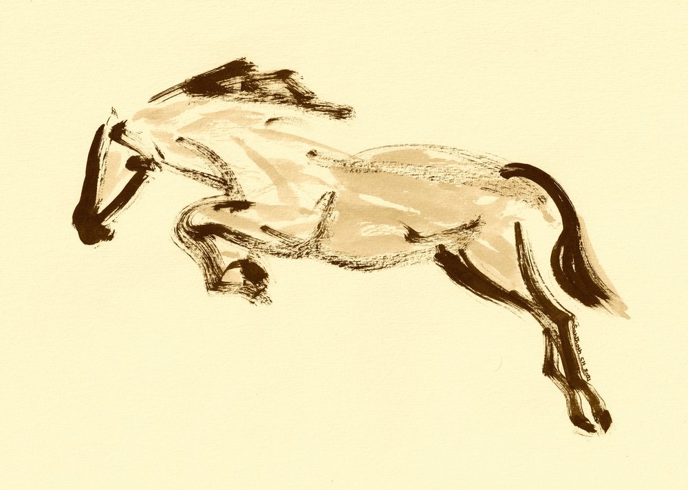 Leaping Sepia Horse by Santhosh ch