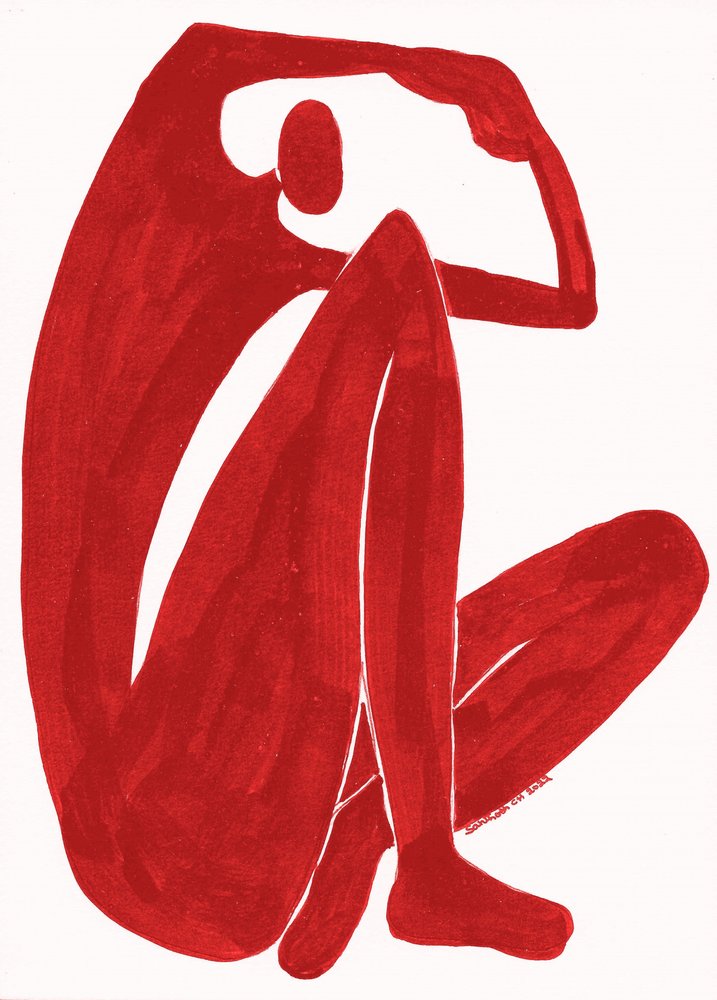 Minimalist Red Embrace by Santhosh ch