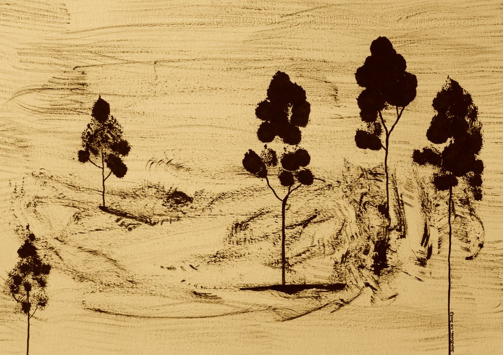 Minimalist Sepia Landscape by Santhosh ch