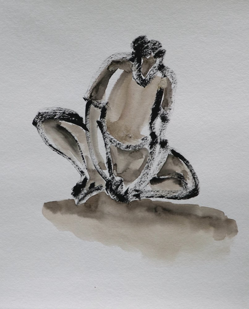 Pensive Crouching Figure by Santhosh ch