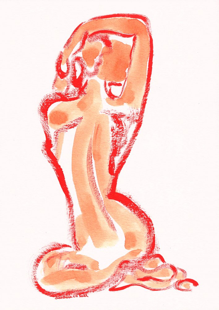 Sensual Red Figure Study by Santhosh ch