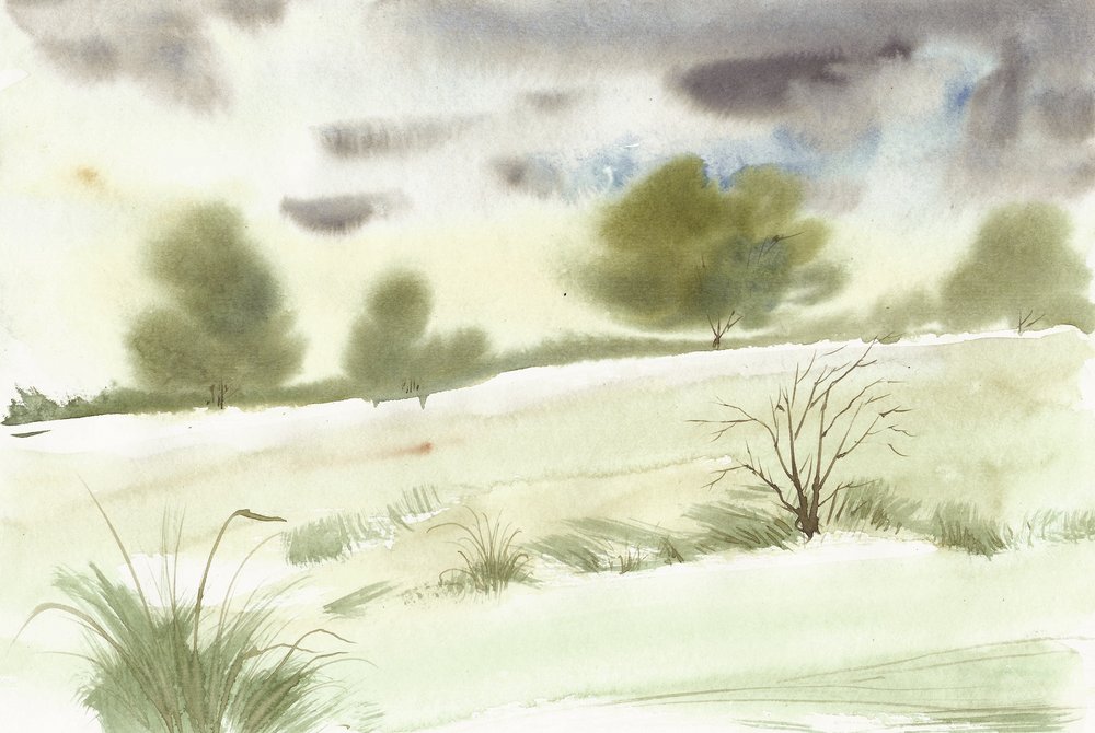 Serene Watercolor Landscape by Santhosh ch