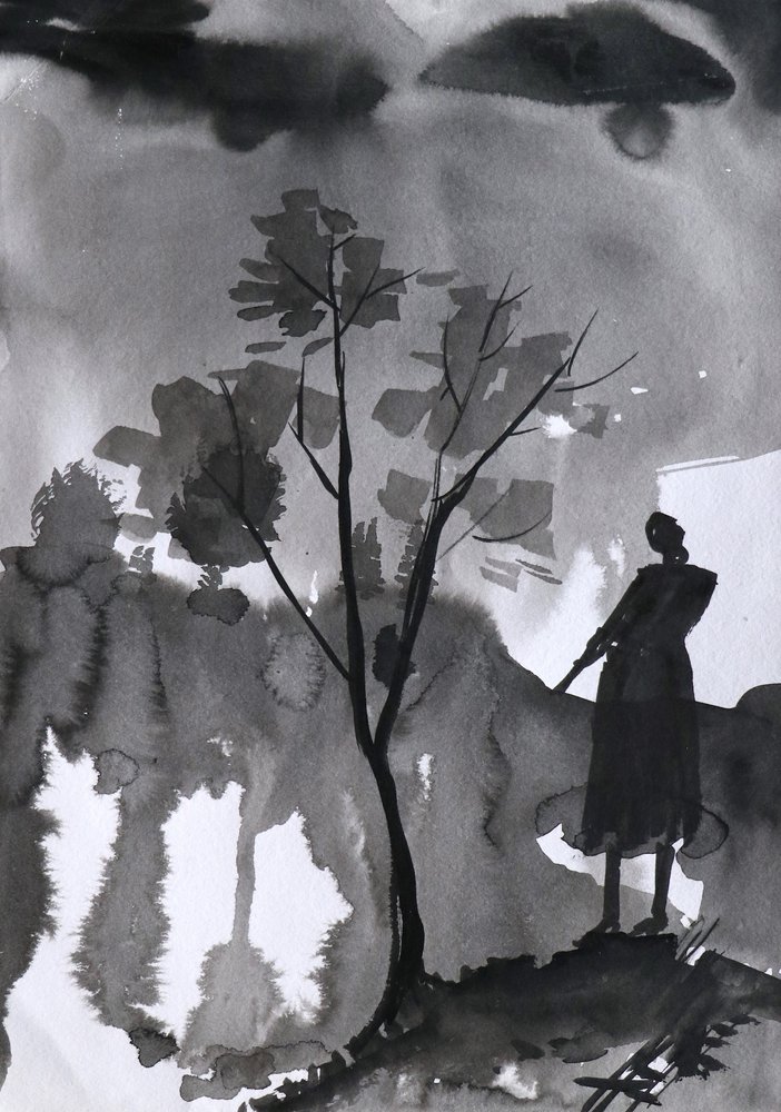 Solitary Figure Dark Sky by Santhosh ch