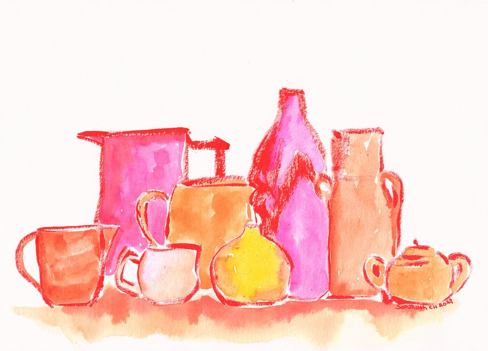Vibrant Pottery Arrangement by Santhosh ch