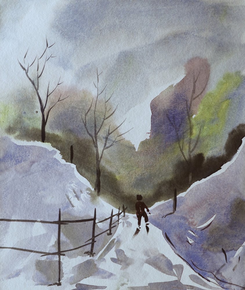 Winter Path Skier by Santhosh ch
