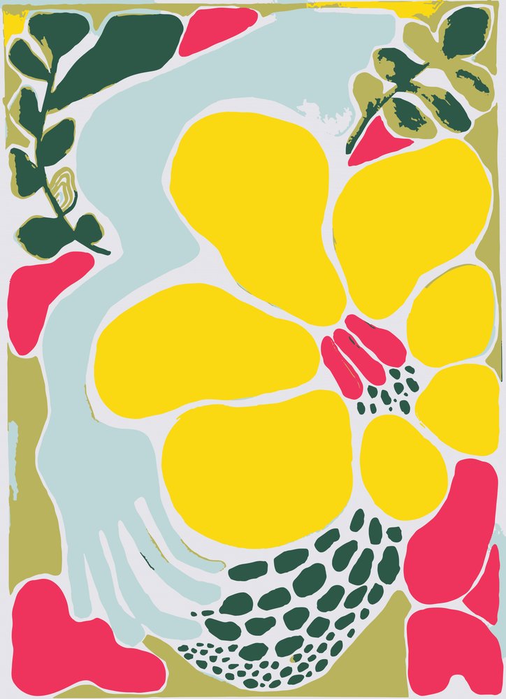 Abstract Yellow Blooms by Sarah Fitzgerald
