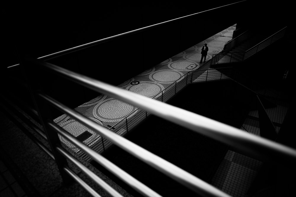 Solitary Man Urban Walkway by Satoshi Hata