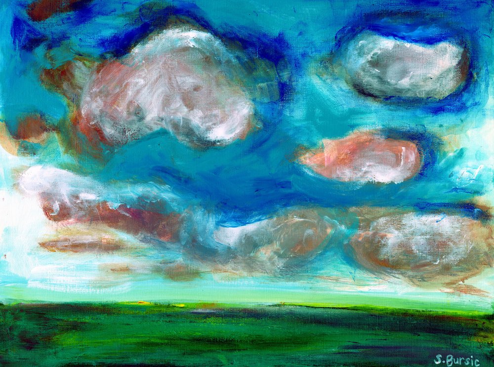Vibrant Clouds Over Field by Sharyn Bursic
