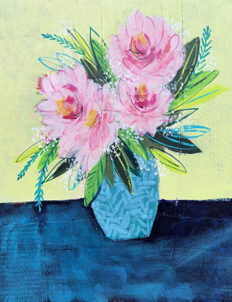 Abstract Pink Floral Bouquet by Shelley Hampe