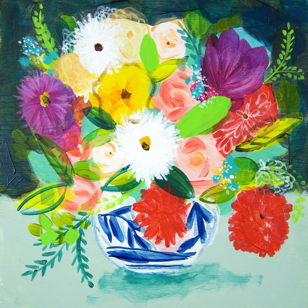 Vibrant Painted Flowers by Shelley Hampe