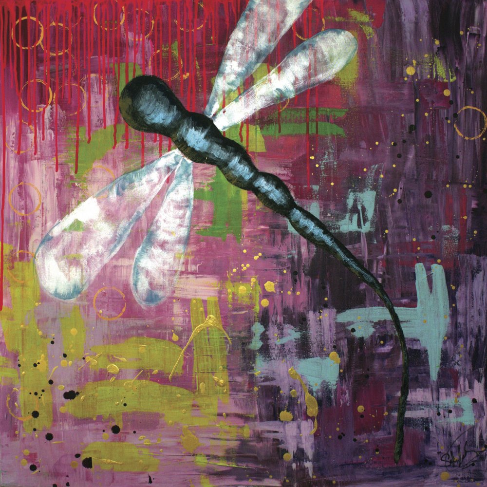 Vibrant Abstract Dragonfly by Sofia Toborg