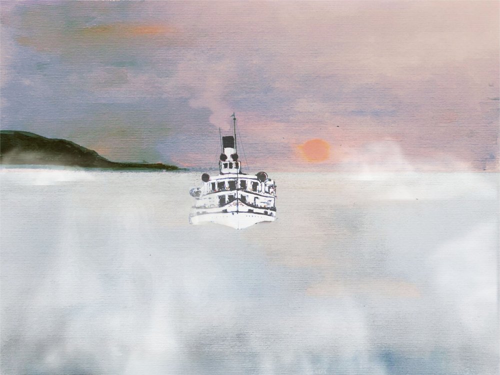 White Boat On Misty Water by Stefan Bammert