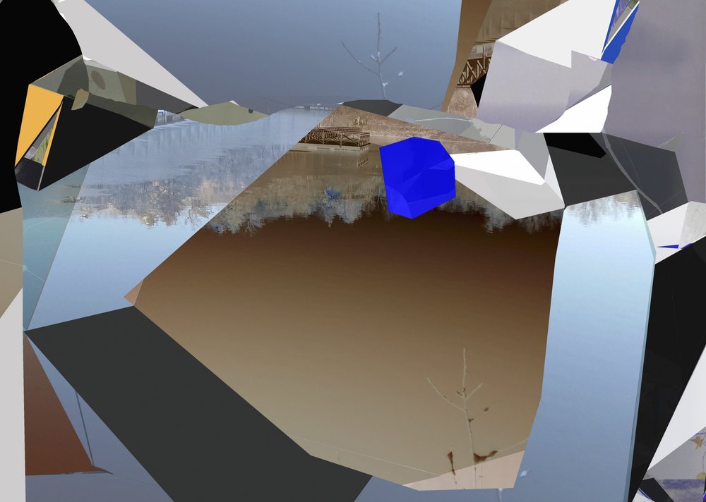 Fragmented Blue Cube by Stefan Fransson