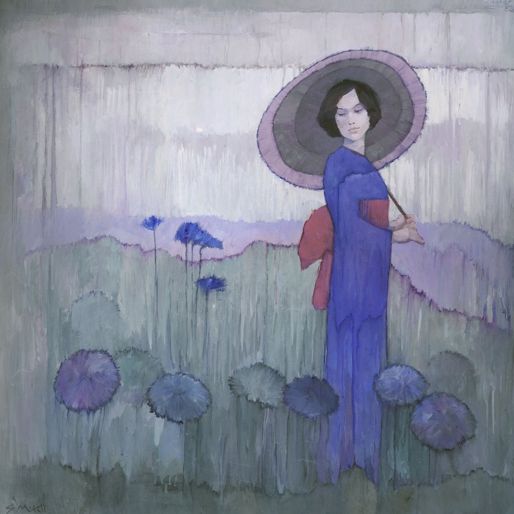Blue Kimono Lotus Field by Steve Mitchell