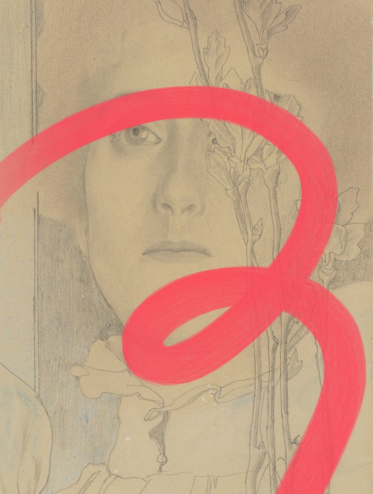 Red Line Floral Portrait by Studio Palette