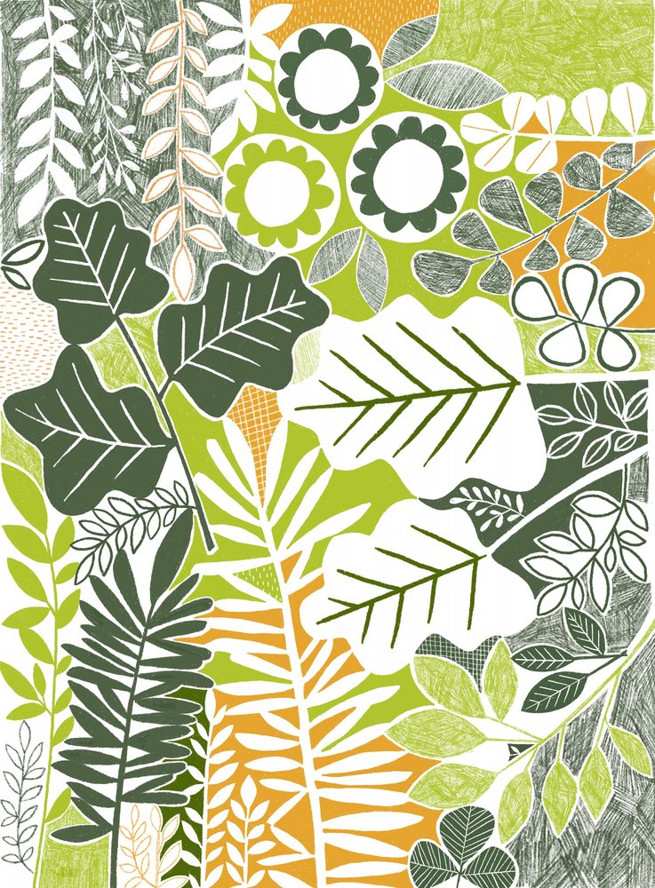 Green Botanical Patterns by Susan Black