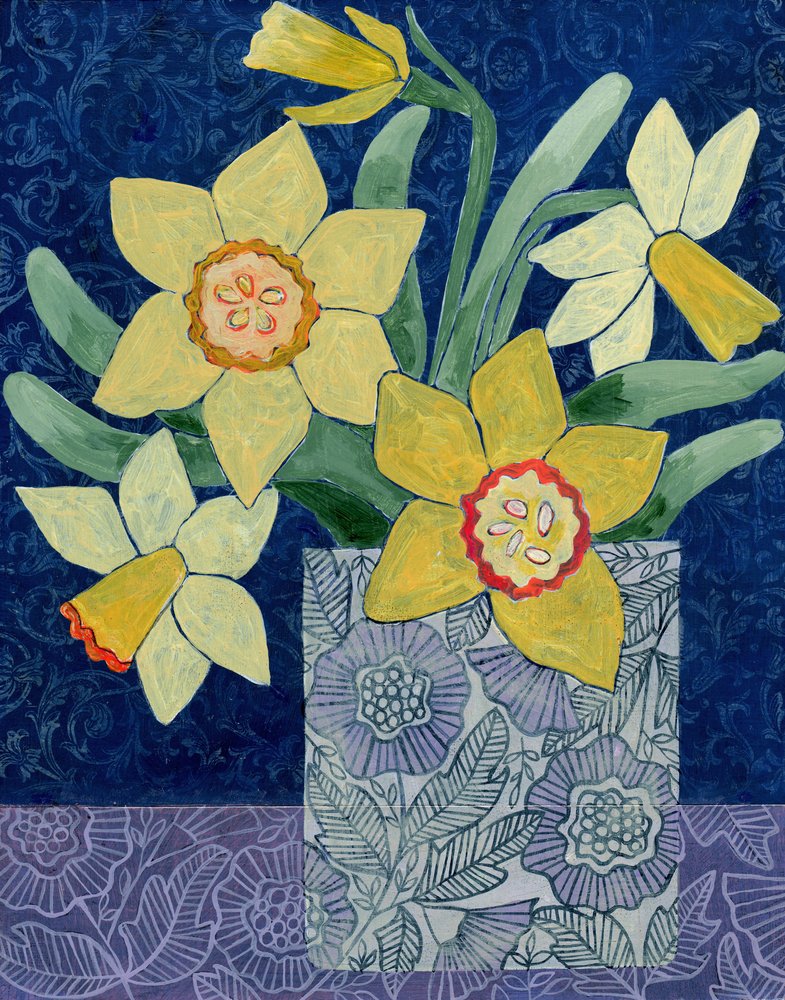 Spring Daffodils In Vase by Susan Black