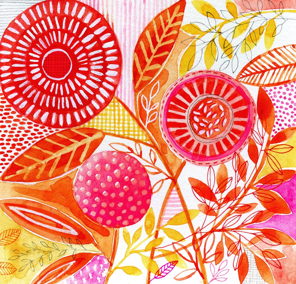 Vibrant Abstract Flowers by Susan Black