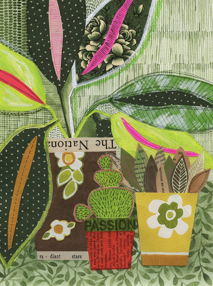 Vibrant Potted Plant Collage by Susan Black