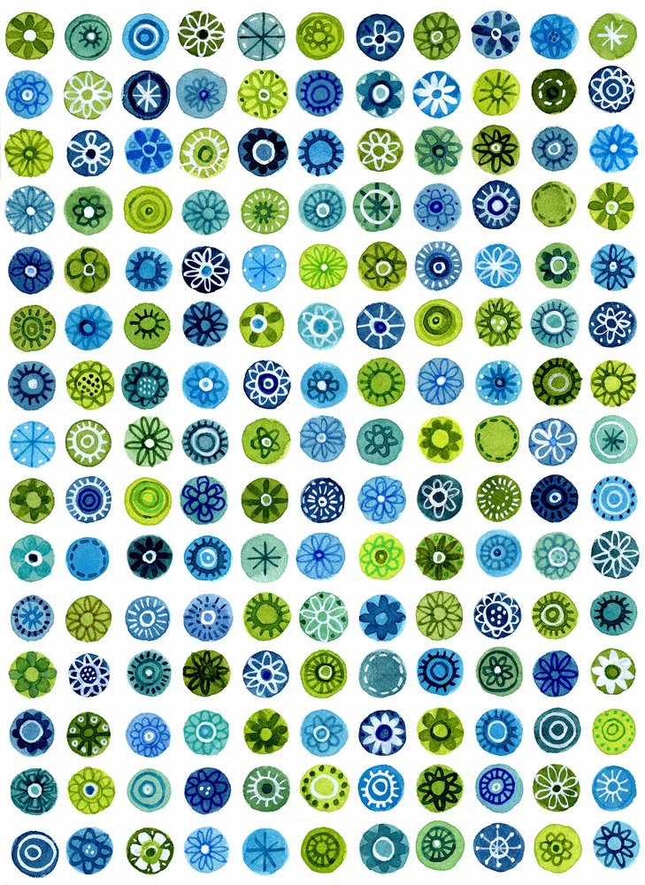 Watercolor Floral Circles by Susan Black