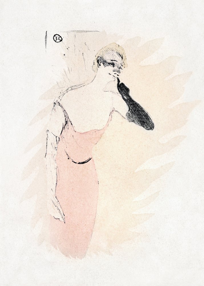 Yvette Guilbert in Columbine and Pierrot (1894) by TOULOUSE LAUTREC