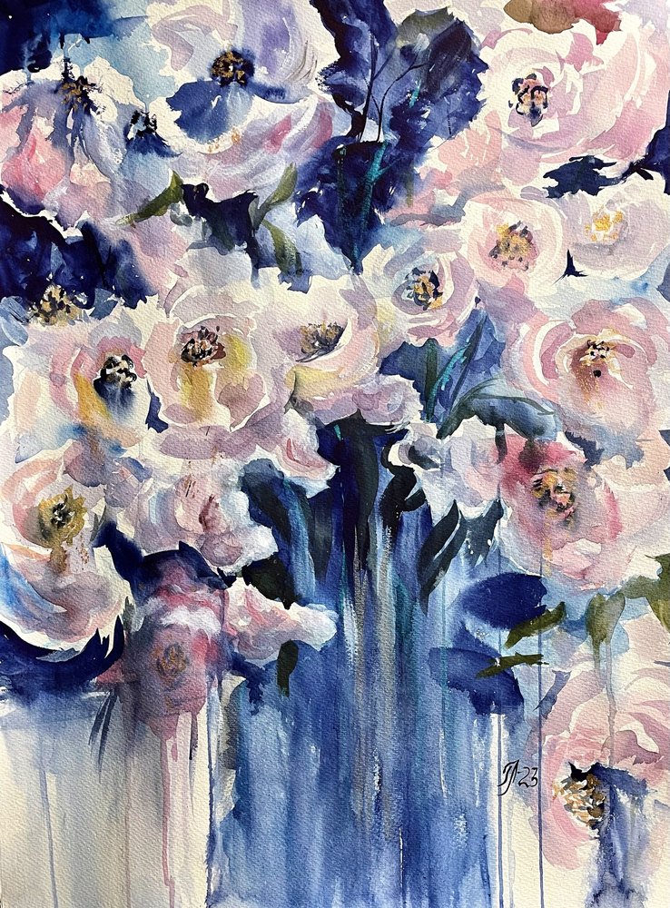 Blush Blue Blooms by Tanya Lundmark