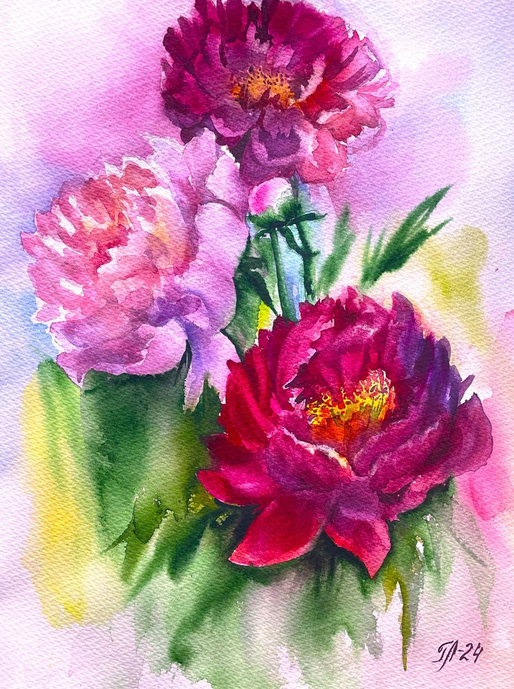 Vibrant Peony Blooms by Tanya Lundmark