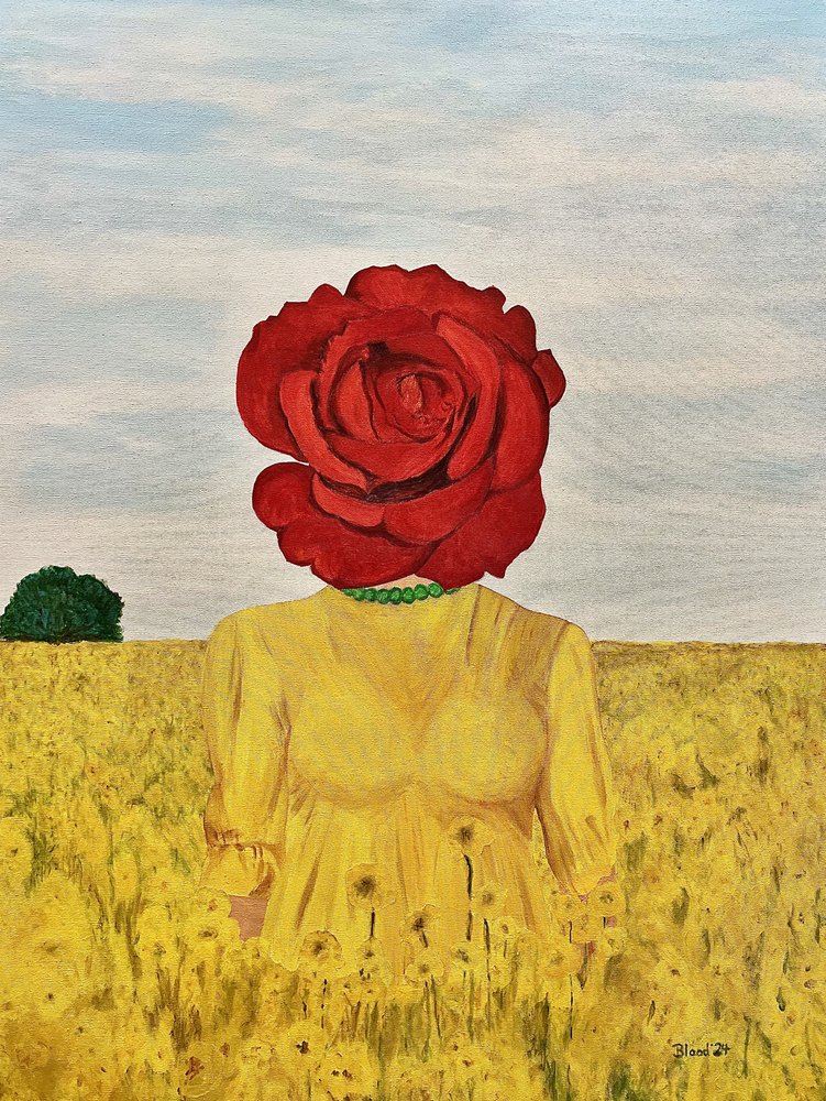 Rose Head Yellow Field by Tom Blood