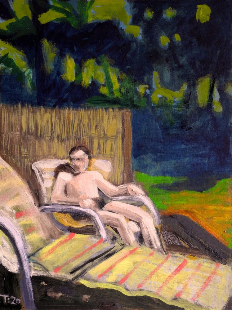 Man Lounging Outdoors by Tore Bahnson