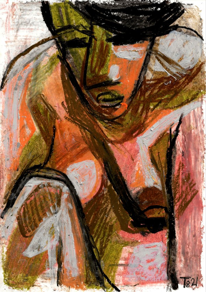 Pensive Abstract Figure by Tore Bahnson