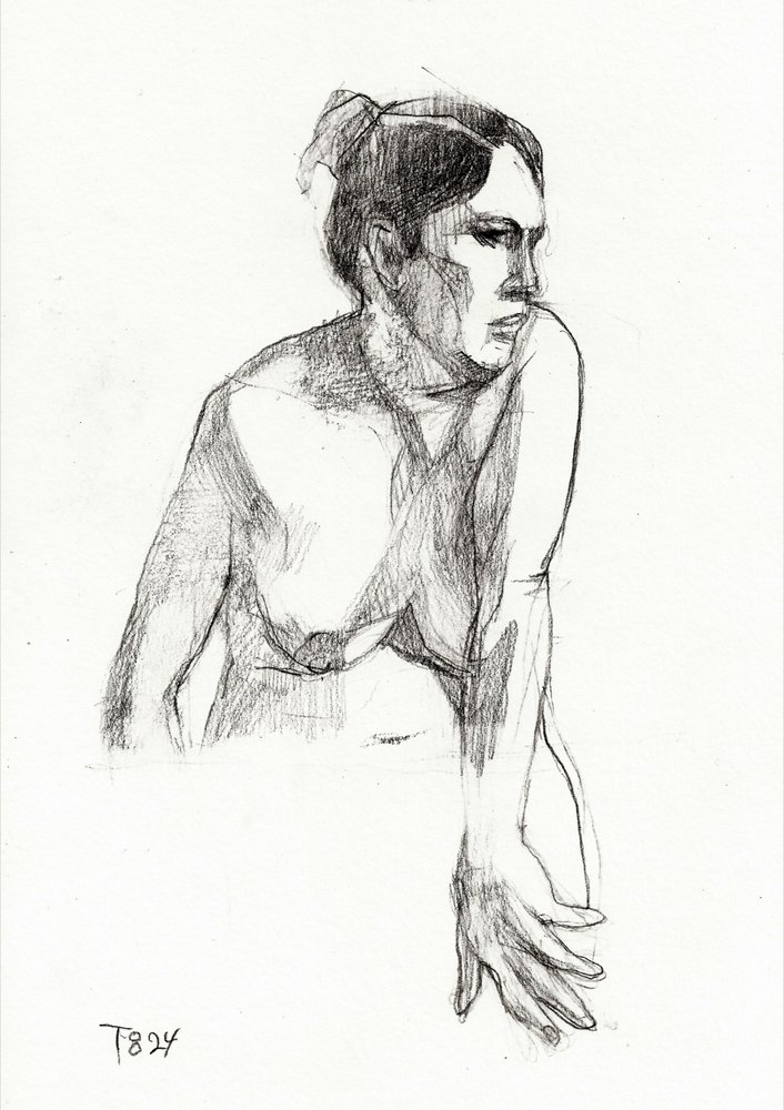 Pensive Female Figure by Tore Bahnson