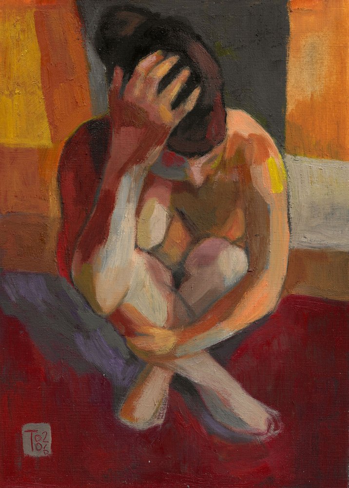 Pensive Nude Figure by Tore Bahnson