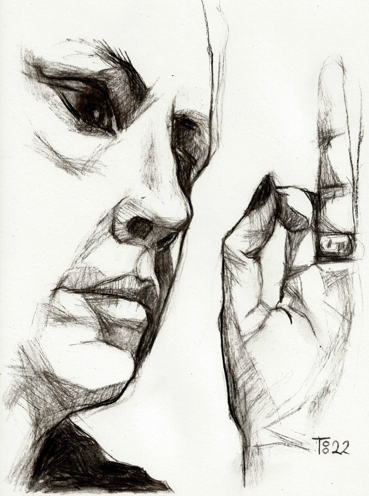 Pensive Profile Sketch by Tore Bahnson
