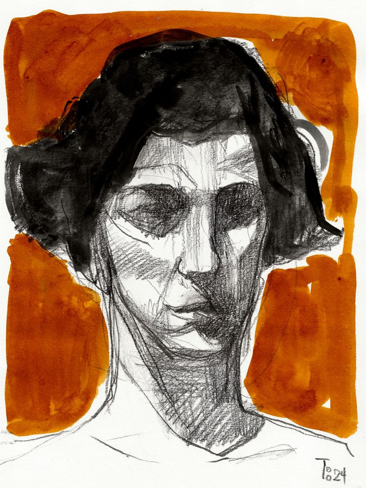 Pensive Woman Sketch by Tore Bahnson